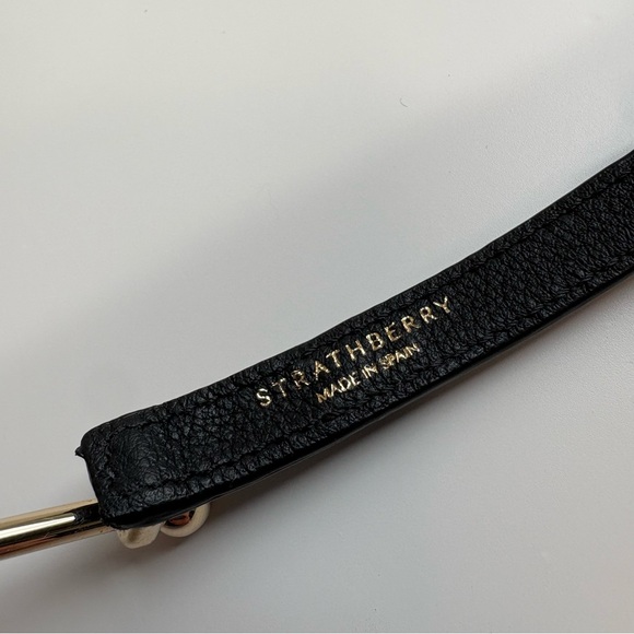 Strathberry Music Bar Black Leather Bracelet - Picture 7 of 13